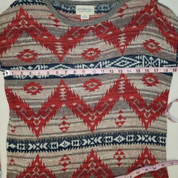 Denim & Supply Ralph Lauren Aztec Fair Isle Sweater Southwest Pattern Cotton S/P - Picture 4 of 6